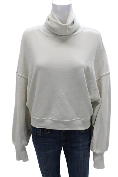 Agolde Womens White Turtleneck Pullover Sweatshirt Cotton Long Sleeve Size XS