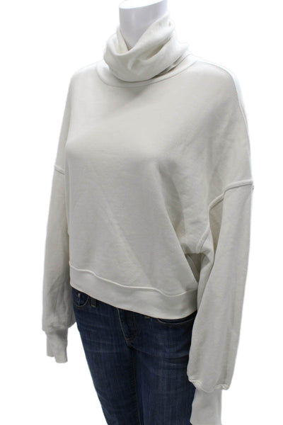 Agolde Womens White Turtleneck Pullover Sweatshirt Cotton Long Sleeve Size XS