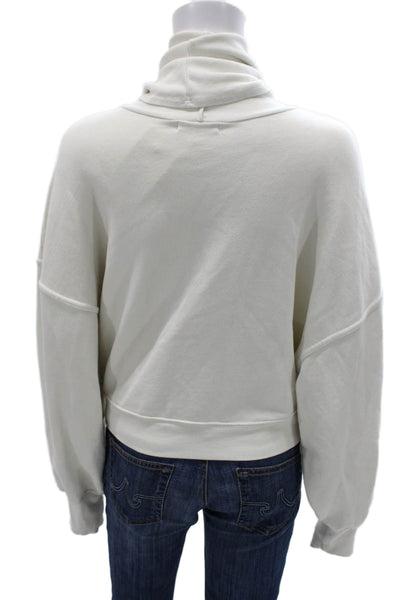 Agolde Womens White Turtleneck Pullover Sweatshirt Cotton Long Sleeve Size XS