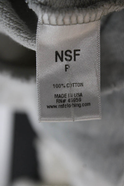 NSF Women Gray Pullover Sweatshirt Cotton Crew Neck Long Sleeve Size PP