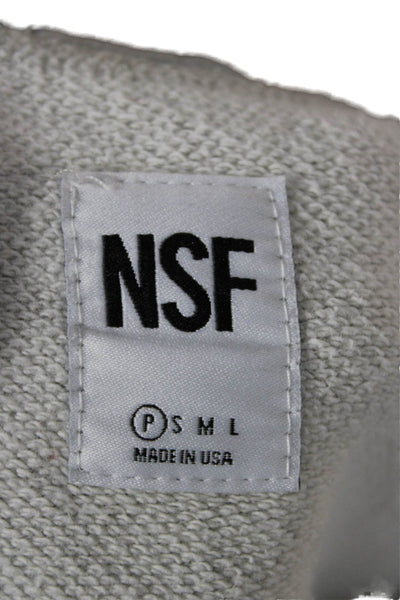 NSF Women Gray Pullover Sweatshirt Cotton Crew Neck Long Sleeve Size PP
