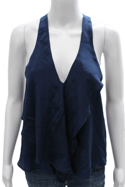 Rory Beca Womens Silk Halter Tank Blue Sleeveless Size S