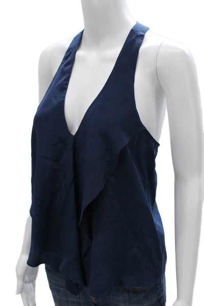 Rory Beca Womens Silk Halter Tank Blue Sleeveless Size S