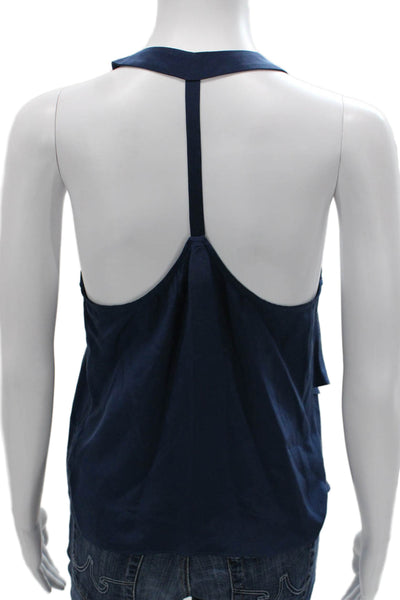 Rory Beca Womens Silk Halter Tank Blue Sleeveless Size S