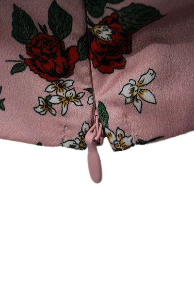 Zara Women Cropped Cowl Neck Floral Blouse Pink 3/4 Sleeve Size S