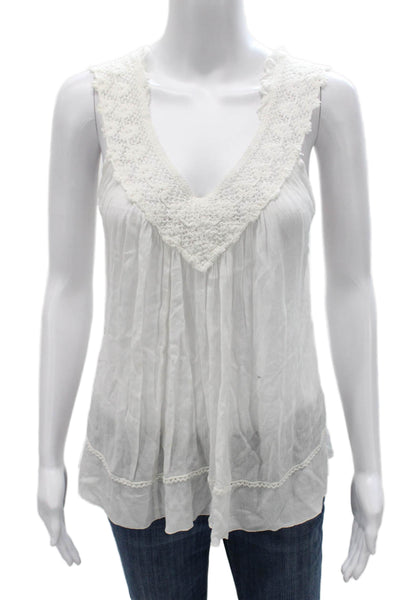Poupette St. Barth Womens Basic V Neck Tank White Viscose Size One Size