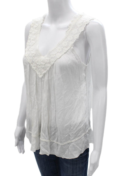 Poupette St. Barth Womens Basic V Neck Tank White Viscose Size One Size
