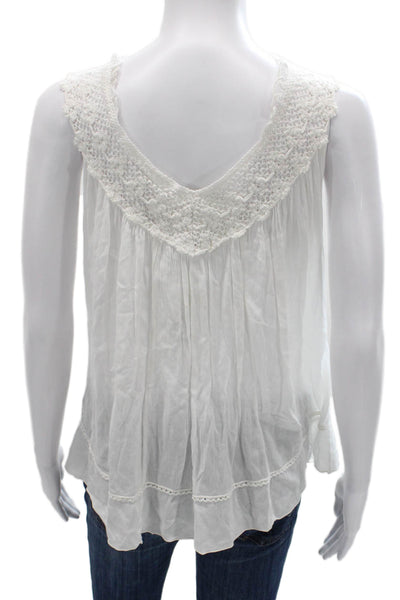 Poupette St. Barth Womens Basic V Neck Tank White Viscose Size One Size