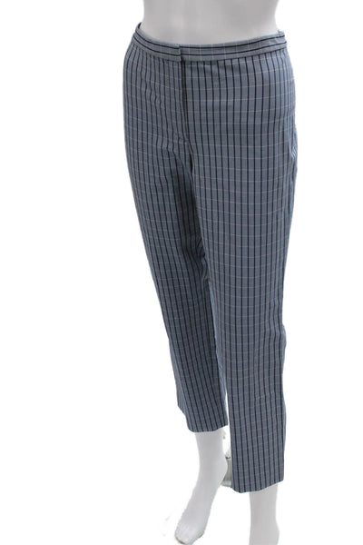 Theory Women Skinny Check Viscose Zip Pants Blue Size 8