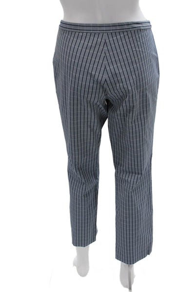 Theory Women Skinny Check Viscose Zip Pants Blue Size 8