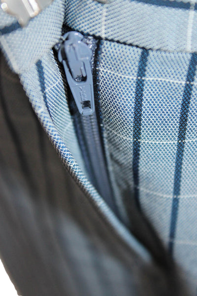 Theory Women Skinny Check Viscose Zip Pants Blue Size 8