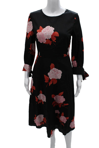 We Wore What Women Fit & Flare Dress Black Long Sleeve Round Neck Size XS