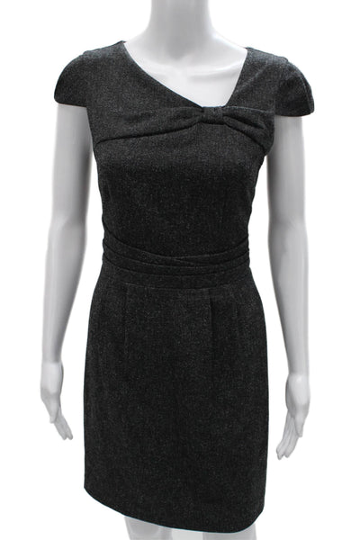 Averly Womens Sheath Dress Gray V Neck Short Sleeve Polyester Zip Size 4