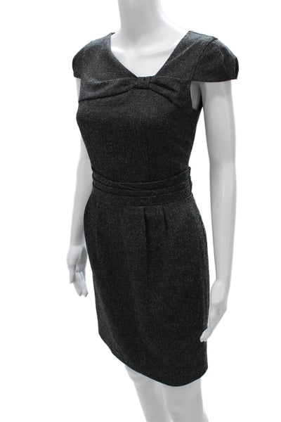 Averly Womens Sheath Dress Gray V Neck Short Sleeve Polyester Zip Size 4