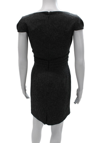 Averly Womens Sheath Dress Gray V Neck Short Sleeve Polyester Zip Size 4