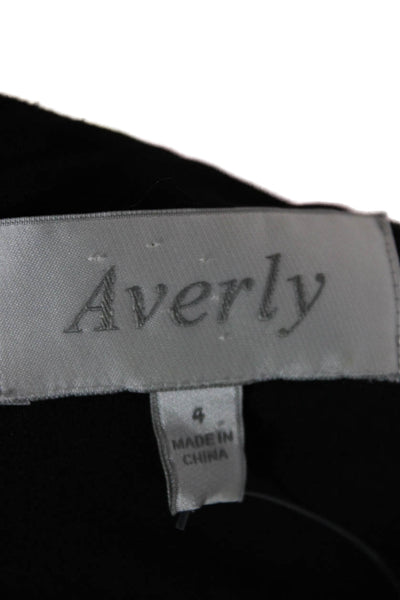 Averly Womens Sheath Dress Gray V Neck Short Sleeve Polyester Zip Size 4