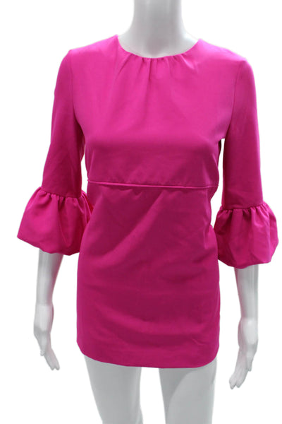 Milly Minis Girls Solid Trumpet Sleeve Dress Fuschia Size 16