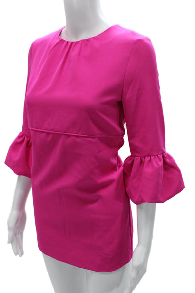 Milly Minis Girls Solid Trumpet Sleeve Dress Fuschia Size 16