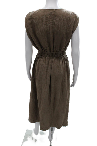Sundry Women Sundress Brown V Neck Cotton Sleeveless Tie Long Size XS