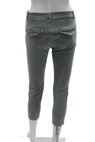 Nili Lotan Women Cropped Green Cotton Pants Size 0