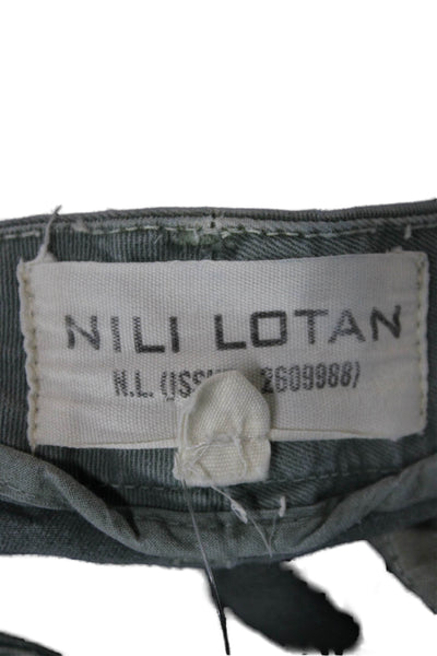 Nili Lotan Women Cropped Green Cotton Pants Size 0