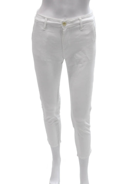 AG Adriano Goldschmied Womens White Cotton Ankle Pants Button Size 24