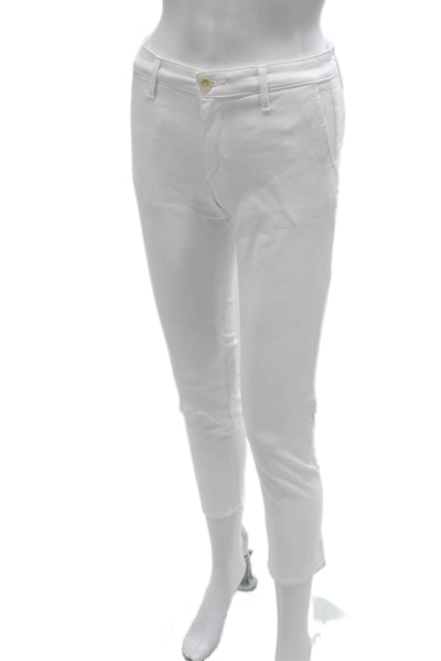 AG Adriano Goldschmied Womens White Cotton Ankle Pants Button Size 24