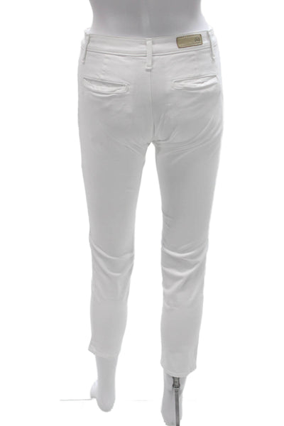 AG Adriano Goldschmied Womens White Cotton Ankle Pants Button Size 24