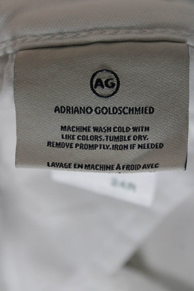 AG Adriano Goldschmied Womens White Cotton Ankle Pants Button Size 24