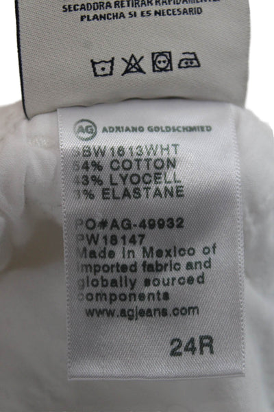 AG Adriano Goldschmied Womens White Cotton Ankle Pants Button Size 24
