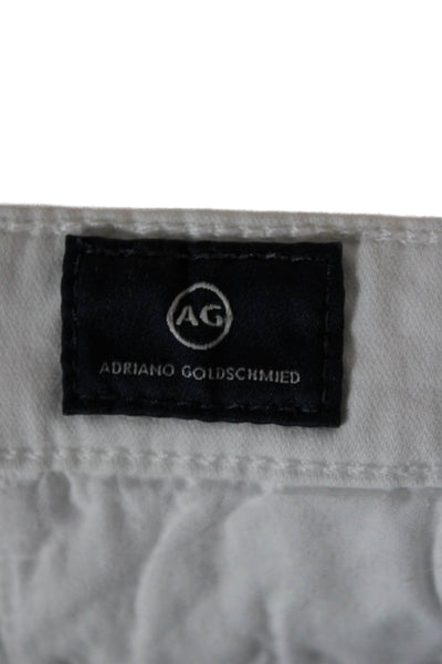 AG Adriano Goldschmied Womens White Cotton Ankle Pants Button Size 24