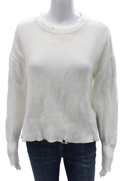 Pistola Womens White Cotton Pullover Sweater Crewneck Long Sleeve Size S