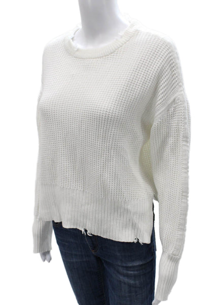 Pistola Womens White Cotton Pullover Sweater Crewneck Long Sleeve Size S