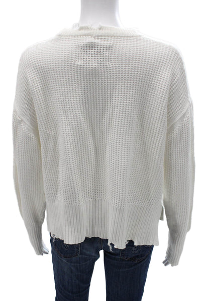 Pistola Womens White Cotton Pullover Sweater Crewneck Long Sleeve Size S