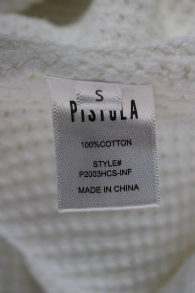 Pistola Womens White Cotton Pullover Sweater Crewneck Long Sleeve Size S