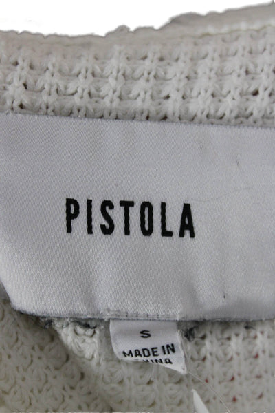 Pistola Womens White Cotton Pullover Sweater Crewneck Long Sleeve Size S