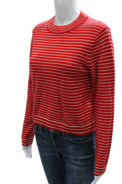 Zara Women Striped Red Pullover Sweater Crew Neck Long Sleeve Size S