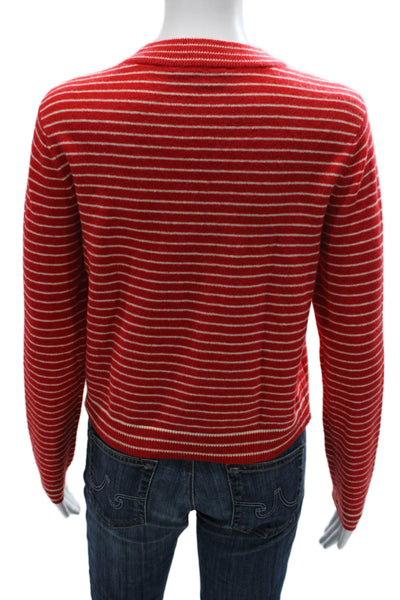 Zara Women Striped Red Pullover Sweater Crew Neck Long Sleeve Size S