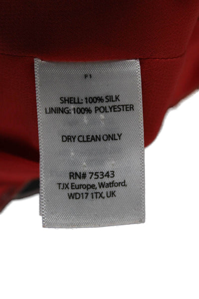 Cynthia Rowley Womens Wrap Dress Red Silk V-Neck Sleeveless Knee Length Size 4