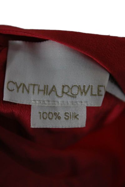 Cynthia Rowley Womens Wrap Dress Red Silk V-Neck Sleeveless Knee Length Size 4