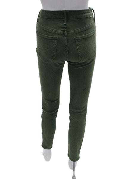 Mother Womens Skinny High Rise Green Jeans Cotton Inseam 27 Size 26