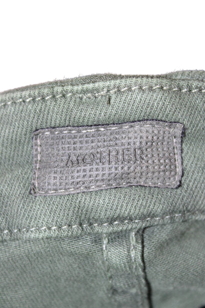 Mother Womens Skinny High Rise Green Jeans Cotton Inseam 27 Size 26