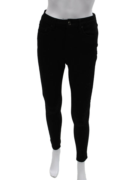 Reiss Womens Skinny Jeans Black High Rise Cotton Zip Size 27