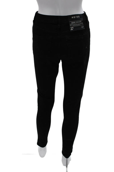 Reiss Womens Skinny Jeans Black High Rise Cotton Zip Size 27