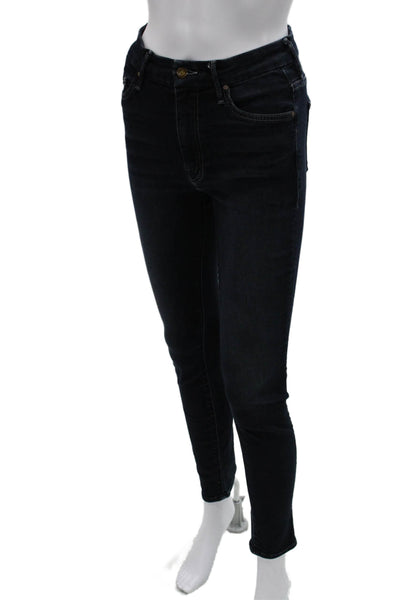 Mother Womens Skinny Jeans Blue High Rise Cotton Blend Size 26