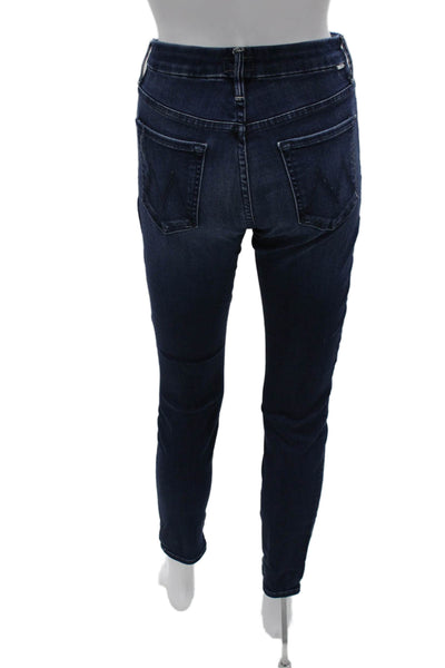 Mother Women Skinny High Rise Jeans Blue Viscose Size 27
