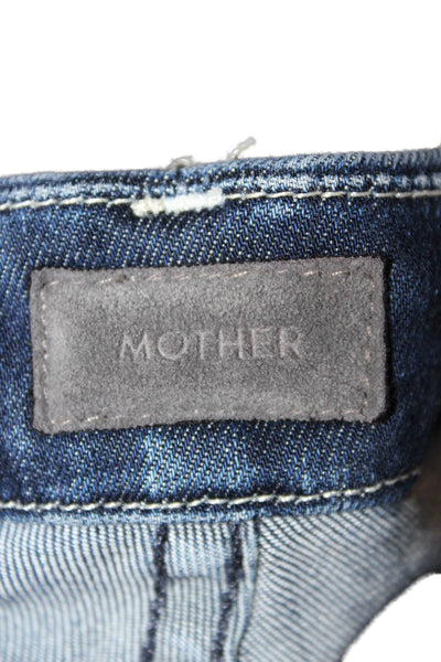 Mother Women Skinny High Rise Jeans Blue Viscose Size 27