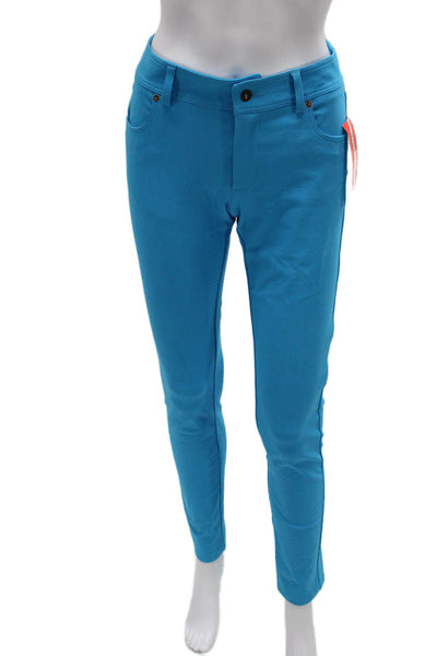 Nina Mclemore Womens Dress Pants Blue Cotton Button Size 2