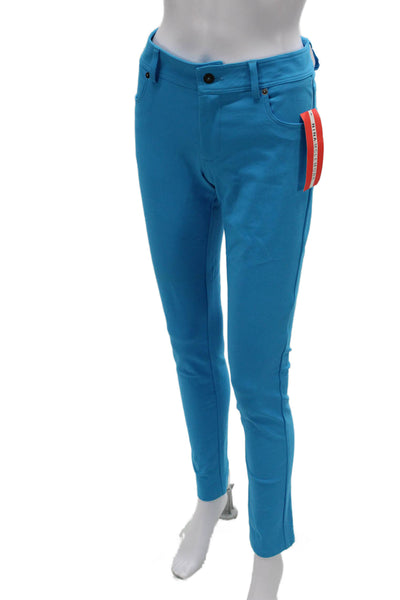 Nina Mclemore Womens Dress Pants Blue Cotton Button Size 2
