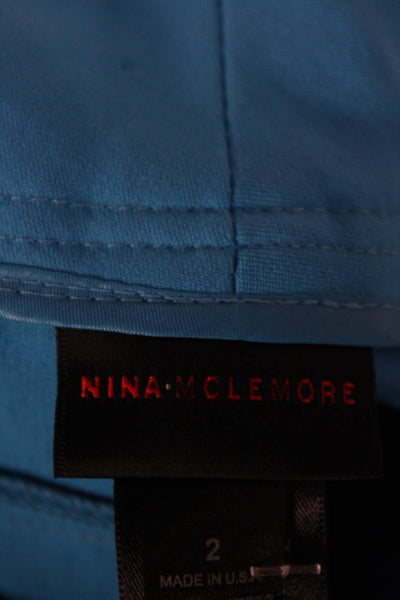 Nina Mclemore Womens Dress Pants Blue Cotton Button Size 2
